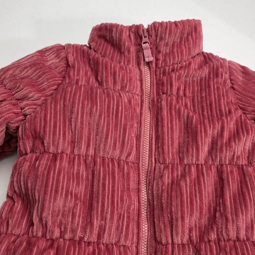 Toddler Girls Oshkosh Soft Pink Ribbed Heavyweight Puffer Jacket Size 4 Small